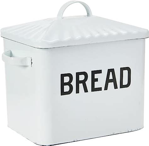 creative co op enameled metal bread box white|creative co-op bread box.